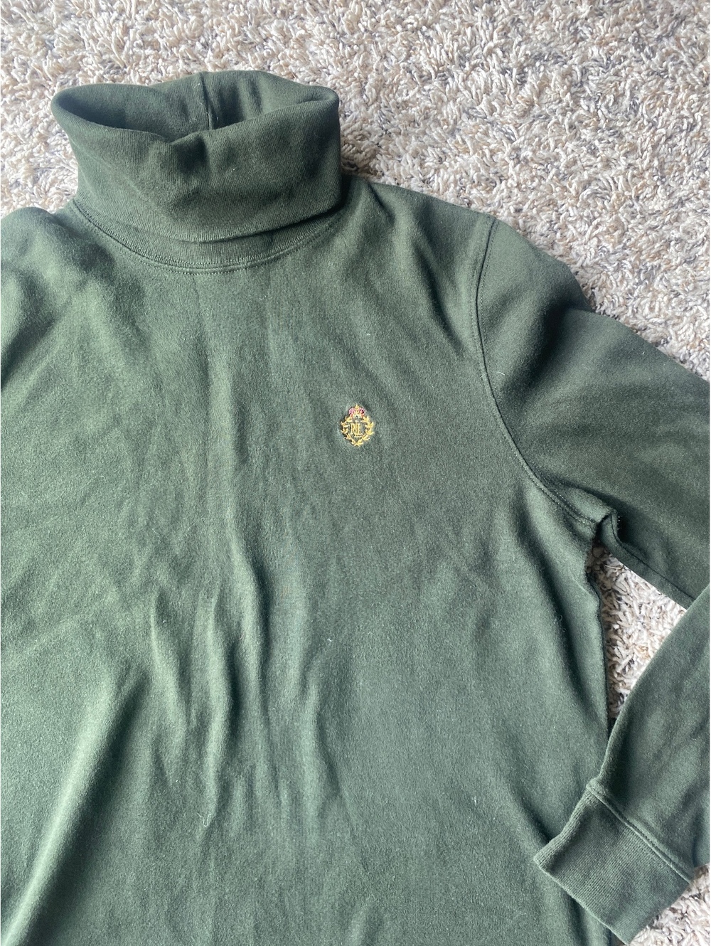 Ralph Lauren Dark Green Turtle Neck Long Sleeve with Gold Logo